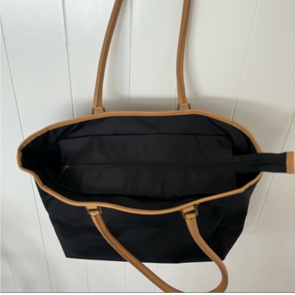 Hartmann XL Large Canvas Leather Tote Bag Purse Travel Black Tan 18” x 12” x 6” - Picture 9 of 12